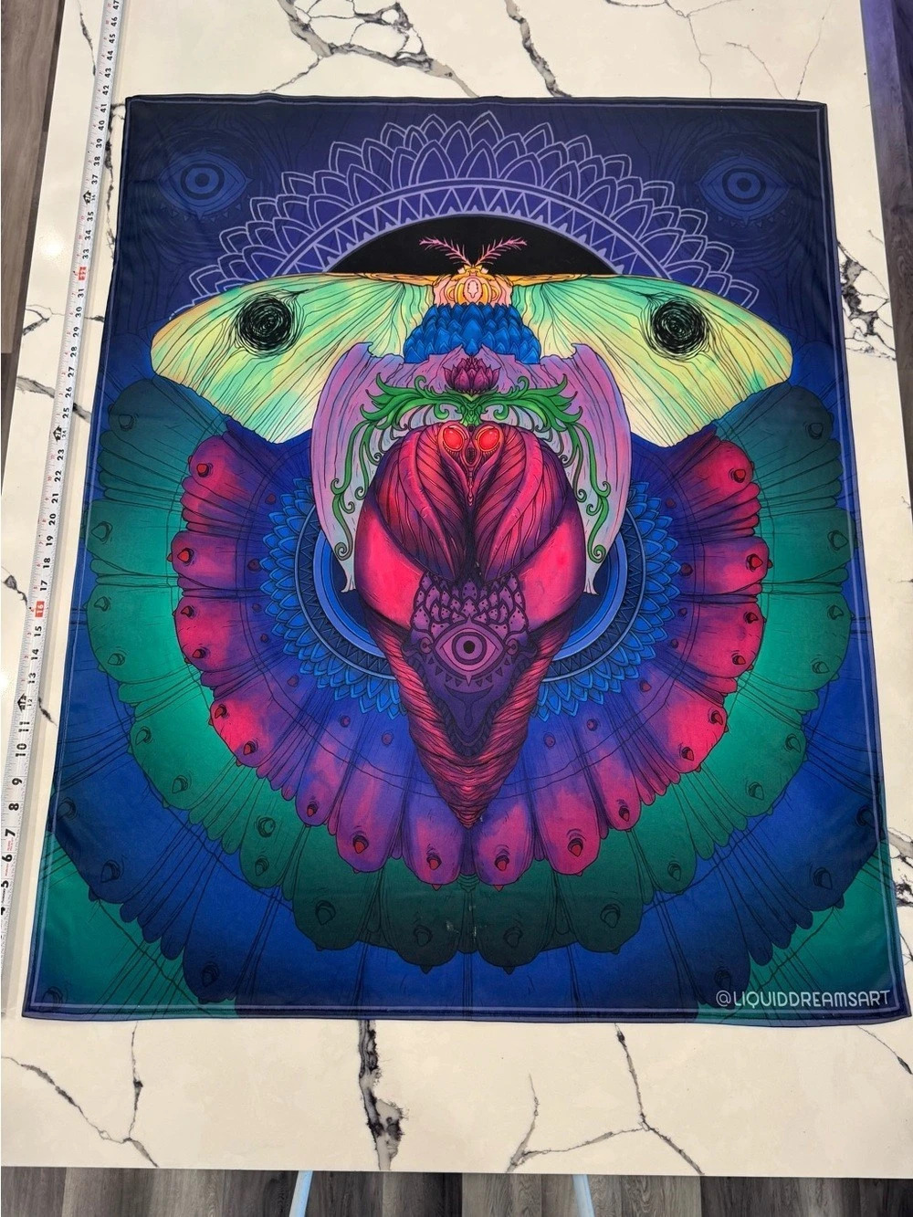 Liquid Dreams Colorful Beetle Art Print Blue & Pink